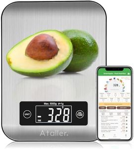 Ataller Smart Food Nutrition Scale, Digital Kitchen Scales with Smartphone App for Meal Planning, Tracking Calorie Value and Food Nutritional Counting, Resolution 1g, Max 5kg 11Ib, 304 Stainless Steel