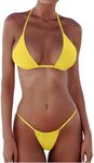 XUNYU Thong Bikini Sets for Women - Brazilian Micro String Bikinis Sexy Two Piece Swimsuit Triangle Top Halter Bathing Suits