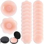 JUNEBRUSHS 10 Pairs Nipple Covers Silicone Pasties for Women Nipple Pads Reusable Adhesive Silicone Bra Covers Invisible Breast Petals with Travel Case Pink