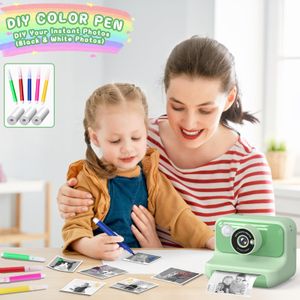 Hangrui Kids Instant Print Camera, 1080P, 32GB, 3 Photo Rolls – Green
