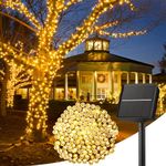 Brightown Solar String Lights Outdoor - 40FT 100 LED String Lights Solar Powered with 8 Lighting Modes, IP65 Waterproof Patio Lights, Solar Lights for Outside Tree Balcony Gazebo Party, Warm White