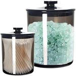 Youngever Black Plastic Apothecary Jar (1 Set 60 Ounce and 1 Set 15 Ounce)