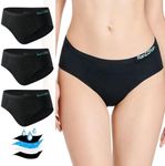 RanZZRan Period Underwear Heavy Flow High Waist Menstrual Panties Soft Leak Proof Absorbent Underwear, 3 Pack- Black, Medium