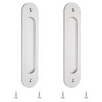 MOROBOR 180MM Oval Recessed Sliding Door Pulls, 2pcs Silver Flush Pull Aluminum Alloy Closet Door Finger Pulls with Mounting Screws for Sliding Barn Door