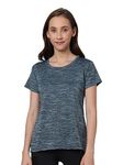 Urban Komfort Women's Athleisure Short Sleeve Sports Gym Workout Exercise Anti Odor Polyester Tshirt in Blue Color (Size-XXL)