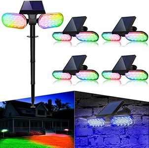 QQARORSUN Solar Spotlights Outdoor Waterproof, Dusk to Dawn Color Changing Solar Light Solid 7 Colors, Stake Solar Lights Keep On All Night (4-Pack)