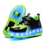 BFOEL Spider Roller Skates Light up Shoes with USB Chargable Led Sport Sneaker for Boys Girls Kids Birthday Thanksgiving Christmas Day Best Gift, 812_black Green, 2 US Little Kid