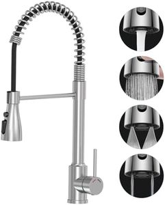 Grifo Cocina Fregadero Extraible Resorte - SREWOHS PRO Grifo Cocina con 4 Patrones de Rociado, 1 Agujero Grifo Acero Inoxidable Giratorio de 360° Comercial Monomando Cabezal Grifo Extensible Cocina