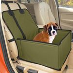 Extra Stable Dog Car Seat - Robust Car Dog Seat or Puppy Car Seat for Small to Medium-Sized Dogs - Reinforced Walls and 3 Belts - Waterproof Pet Car Seat for Back and Front Seat (Khaki)