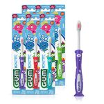 GUM Monsterz Kids and Toddler Toothbrush, Soft, Suction Cup Base, Ages 2+, Pack of 6 Single toothbrushes, Colour May Vary