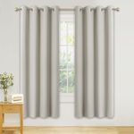 PONY DANCE Natural Thermal Insulated Curtains for Bedroom - Eyelet Energy Saving & Sunlight Blocking Curtains, Window Treatment Privacy Protection for Home Decor, 46 x 60 Inch, 2 Panels