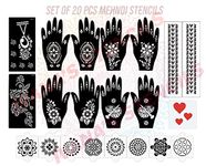 Ivana's Set of 20 Pcs Combo Pack, Reusable Mehandi Design Sticker Stencils for Both Hand | Tattoo for Women | Quick and Easy to Use, for Girls, Women, Kids & Teen, D-2278