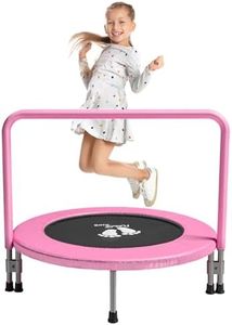 RAVS 36 inch Indoor Kids Trampoline for Toddler, Thicken Safety Pad, Updated Full Foam Covered Handle, Foldable Small Rebounder for Children Ages 1-6, Easy Quick Setup Jumping Playset, Pink