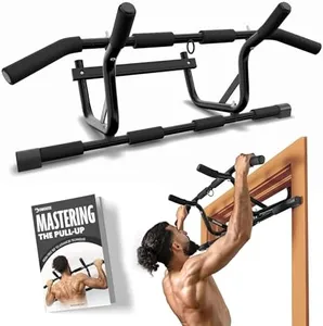 DMoose Pull Up Bar for Doorway - Upto 250 Lbs Capacity, Chin Up Bar with No Screwing & No Slipping Hanging Bar with Padded Handles for Strength Training, Door Frame Pullup Bar with Installation Guide (Black)