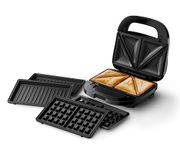 Philips 5000 Series Sandwich Maker - 3 Plate Sets for Paninis, Sandwiches, and Waffles. Nonstick Grill Plates. Cut-and-Seal. 750W Power. Black (HD2350/80)