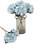 Kisflower 6Pcs Blue Flowers Silk Hydrangea Artificial Flowers Realistic Hydrangea Flowers Bouquet for Wedding Party Office Home Decor (Blue)