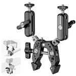 NEEWER Heavy Duty Super Clamp with Two 360° Dual Ball Head Magic Arms, All Metal Enlarged Camera Clamp Mount for Flat/Round Surface with 1/4" 3/8" Thread, Compatible with DJI GoPro Insta360 DSLR, ST82