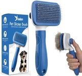 Candure Cat and Dog Brush for Grooming, Self Cleaning Slicker Brush, Deshedding Tool for Dogs and Cats, Cat Brush for Short Haired Cats, Pet Grooming Comb Removes Knots and Tangled Hair (Sky Blue)