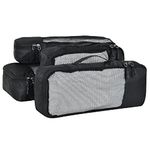 Fatmug Packing Cubes/Travel Pouch Bag - Suitcase Organiser Set Of 4 (2 Small And 2 Slim) - Black - Polyester