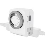 BN-LINK Indoor Dual Outlet Timers, Heavy-Duty Mechanical, 24-Hour, 3-Prong Design with 30-Minute Intervals for Lamps, Indoor Lighting, and Christmas Lights, White, 15A, 1875W