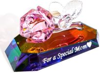 Pink Crystal Rose Birthday Gifts for Mom, from Son Daughter, Figurine Collection for Home Decor