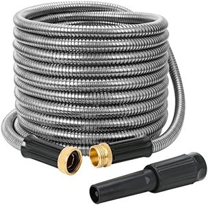 STYDDI Metal Garden Hose, 25FT 304 Stainless Steel Water Hose with Jet Sprayer Nozzle for Outdoor Yard, Lightweight and Kink Free Puncture Proof Durable Heavy Duty
