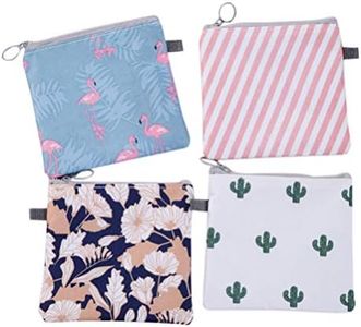 DOITOOL 4Pcs Period Bag for Teen Girls Napkin Storage Bag Waterproof Zipper Tampon Pads Period Pouch for Girls Women