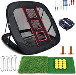 HOW TRUE Pop Up Golf Chipping Net, Indoor/Outdoor Golf Practice Net with 12 Training Balls, Hitting Mat and Golf Tee Combo, Golfing Target Net for Accuracy and Swing Practice (Black)