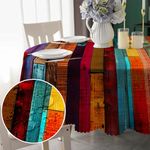 MAST DOO Table Cloth Round 150cm Outdoor Table Cloth Wipe Clean, Waterproof Resistant Polyester Tablecloth, Wooden Board Garden Tablecloth for Home and Party Festive,Picnic,Kitchen,Wedding