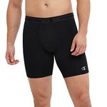 Champion Men's Compression Shorts with Total Support Pouch 6" & 9", Black Reflective C Logo, Medium