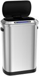 pouseayar 13Gallon 50L Stainless Steel Smart Trash Can with Motion Sensor Super Quiet Lid and 30 Garbage Bags, Perfect for Kitchen, Home, Office - Silver
