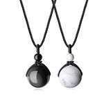 COAI Black Obsidian Howlite Black and White Necklaces Yin Yang Necklaces Couples Necklaces