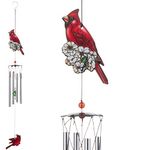 Gardenvy Cardinal Bird Wind Chime, Red Bird Wind Chimes Outdoor Decorations, Garden Backyard Church Hanging Decor