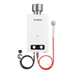 CAMPLUX 2.64 GPM Portable Tankless Water Heater, Outdoor Propane Water Heater with 4.33" S/S Rain Cap, for Camping, Cabin, Windproof Design, 68,000 BTU, BD264C