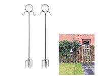 Dipamkar H220 CM Set of 2 Tall Bird Feeder Pole Station Shepherd Crook Hooks Stakes for Garden Birdfeeder Lights Lanterns Flower Ball Plant Baskets