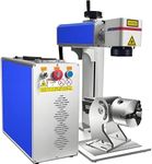 50W Fiber Laser Engraver Laser Engraving Machine 200X200mm Solid State Marking Engraving Machine For Metal Aluminum Steel Gold Silver Jewelry With Rotary Shaft