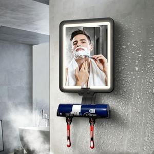 Cordless Heated Fogless Shower Mirror for Shaving with Light (Black)