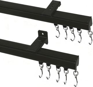 TWOPAGES Aluminum Ceiling Curtain Track with Hooks, Black, 12ft-18ft