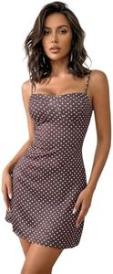 Floerns Women's Going Out Mini Dress Spaghetti Strap Polka Dots Y2k Date Night Dresses Brown X-Small
