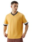 The Souled Store Lemonade Men and Boys Short Sleeve V Neck Yellow Cotton Oversized T-Shirts