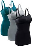 BRLIDO Womens Nursing Tank Tops Built in Bra for Breastfeeding Maternity Camisole Brasieres, Black Grey Green, Small