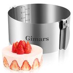 Gimars Adjustable Cake Ring Mould Leak-Proof, Food-Safe Stainless Steel Round Mold for Baking, Cake Baking Ring Mould Cutter for Cooking Crumpets Eggs Pastry Mousse Desserts