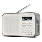 DAB/DAB+ & FM Portable Digital Radio | Simple Controls | Dual Alarms & Sleep Timer | Battery & Mains Powered (4x”AA”) | Bluetooth | Perfect for Home, Office or Outdoors | AZATOM Desire X2 (Grey)
