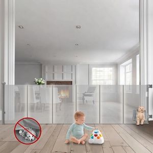 Retractable Baby Gates, Pet Gate with Cat Door - 33" Tall, Extends to 140" Wide Dog Gate for Stairs, Mesh Baby Gate with Door for Cats/Small Dogs, Easy Install for Doorways, Indoor &Outdoor