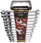 GearWrench 85698 12 Piece XL Locking Flex-Head Ratcheting Combination Wrench Set Metric, Silver