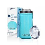 COKTIK 5 in 1 Insulated Can Cooler, Doublae Wall Slim Can Cooler for 12 oz Regular or Slim Cans & Beer Bottle (BLUE SHIMMER)