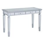 SEI Furniture Glenview Glam Mirrored Writing Desk w/ Drawers, Matte Silver