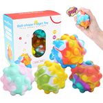 4 PCS Pop Fidget Ball Popper Its Toys, 3D Anti-Pressure Squeeze Pop Ball It Fidget Toy BPA Free Food Grade Silicone Sensory Toys Stress Balls for Kids Adults Elderly Over 1 Years