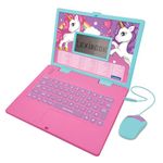 LEXIBOOK, Unicorn, Educational and Bilingual Laptop in ENGLISH/SPANISH, Toy for children with 124 activities to learn, play games and music, Pink, JC598UNIi2
