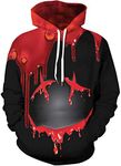 sanatty Unisex Hoodies 3D Print Galaxy Pullover Hooded Sweatshirt Hoodies with Big Pockets for Teen Men, Teen Boy, Women, Red Smile, Large-X-Large